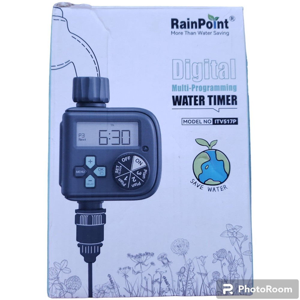 RainPoint ITV517P Digital Water Timer Multi-Program Hose Connector NEW