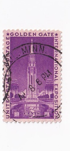 STAMP SCOTT 852 "Tower of the Sun-Intern Expo Closing Day" 1939 USED 3 CENT - E