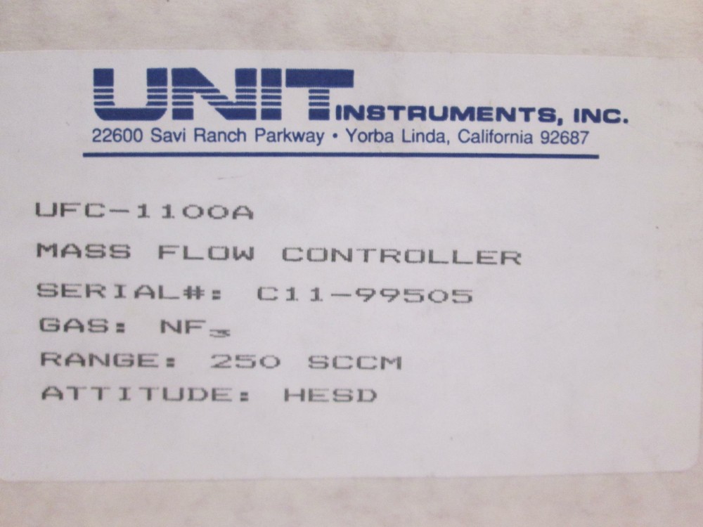 Unit UFC-1100A Mass Flow Controller MFC, NF3, 250 SCCM