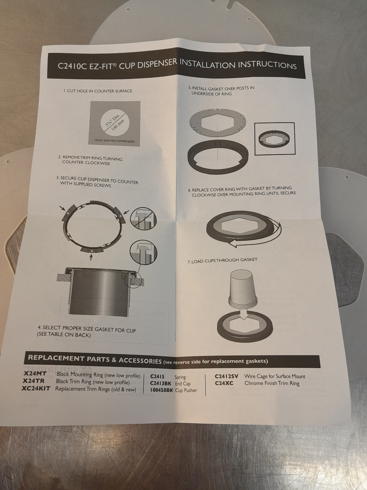 San Jamar XC2422S Small EZ-Fit Replacement Gasket 3 Piece