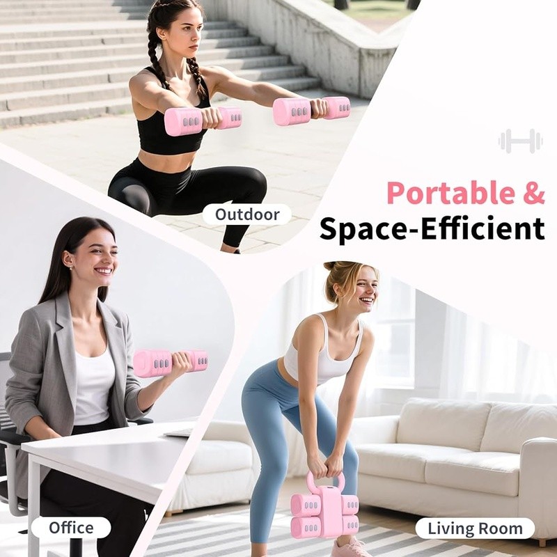 2in1 Adjustable Dumbbells & Kettlebell Set Portable Weight Training System New