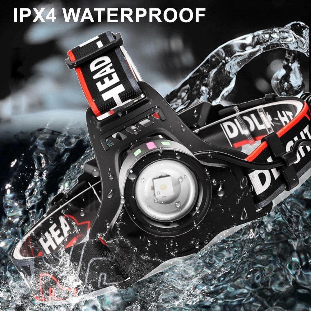 Brightest Powerful 30W LED Headlamp USB-type C Rechargeable Headlight Flashlight