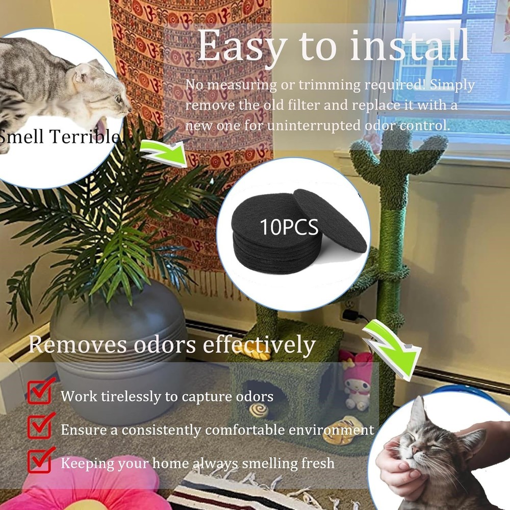 10 Pcs Kitchen Compost Bin Charcoal Filter Ceramic Pail Activated Carbon Filter