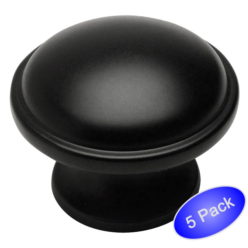 *5 Pack* Cosmas Cabinet Hardware Flat / Matte Black Knobs #6239FB
