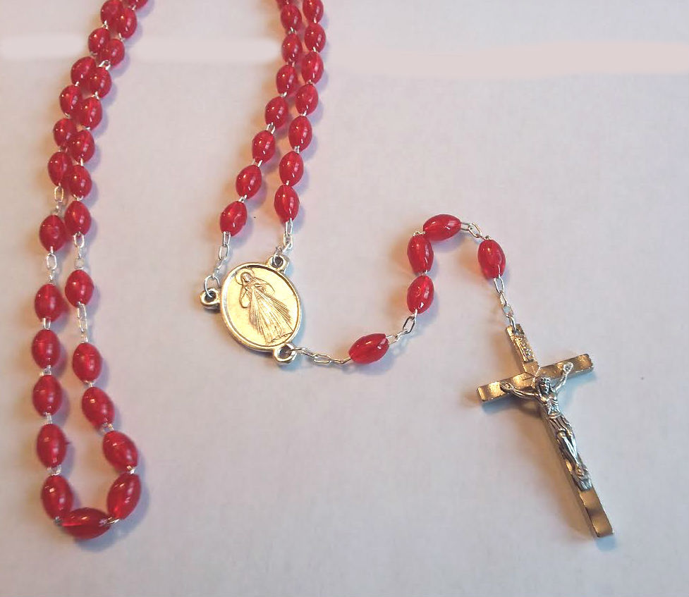Divine Mercy Chaplet Rosary, Clam Shell Box with Prayer Card