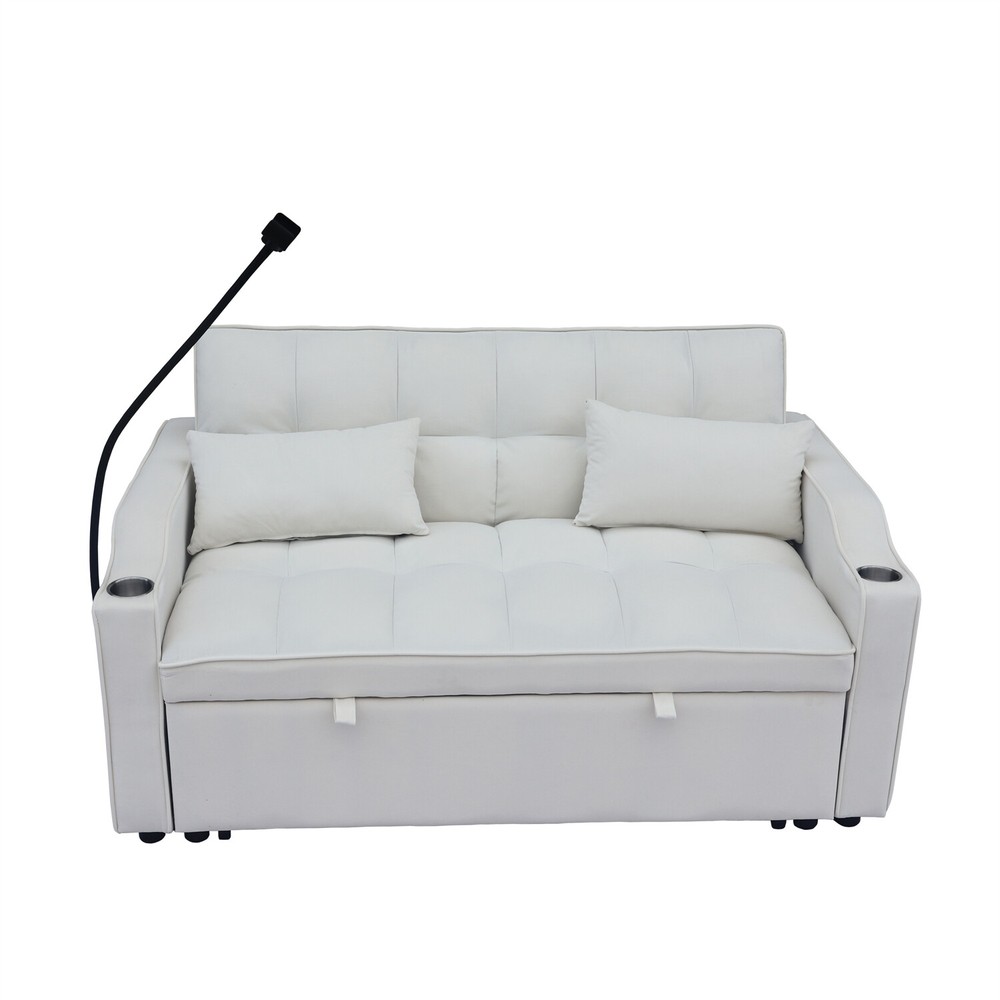 Convertible Sleeper Sofa Bed Loveseat Sofa 2 Seater Couch w/ Pull-Out Bed