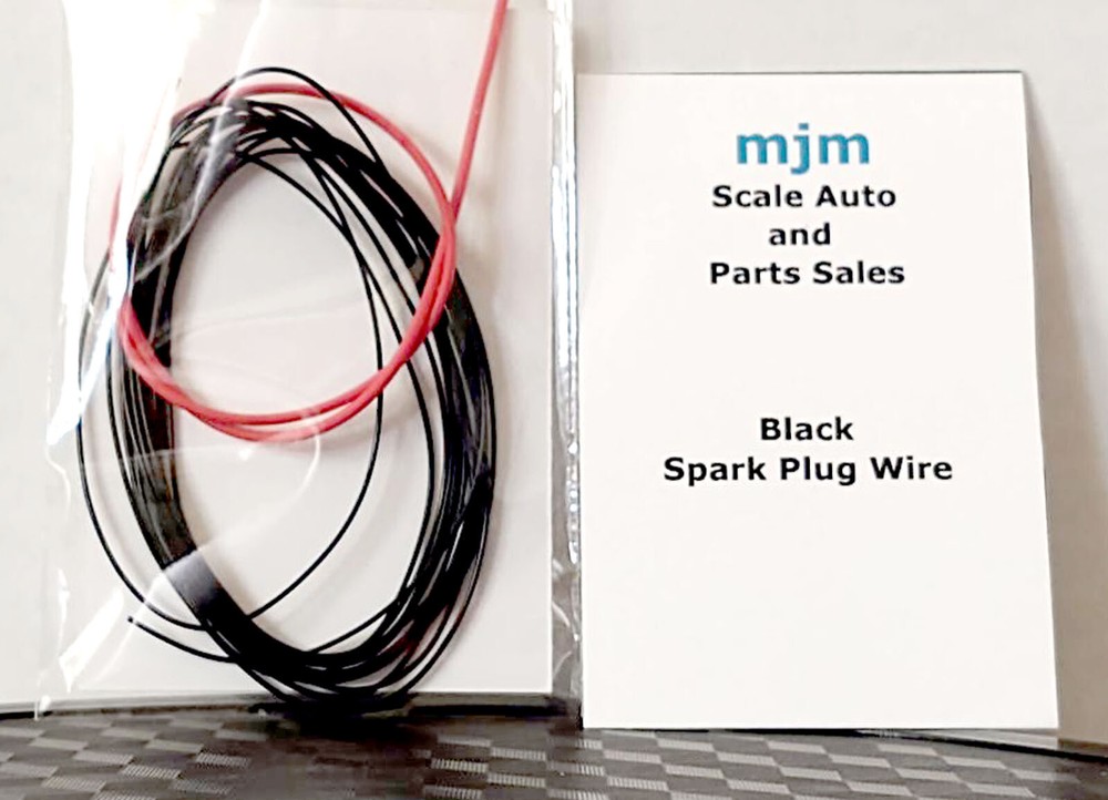6 Feet Black Spark Plug Wire 1/24 1/25 Scale Models With Red Boot Material