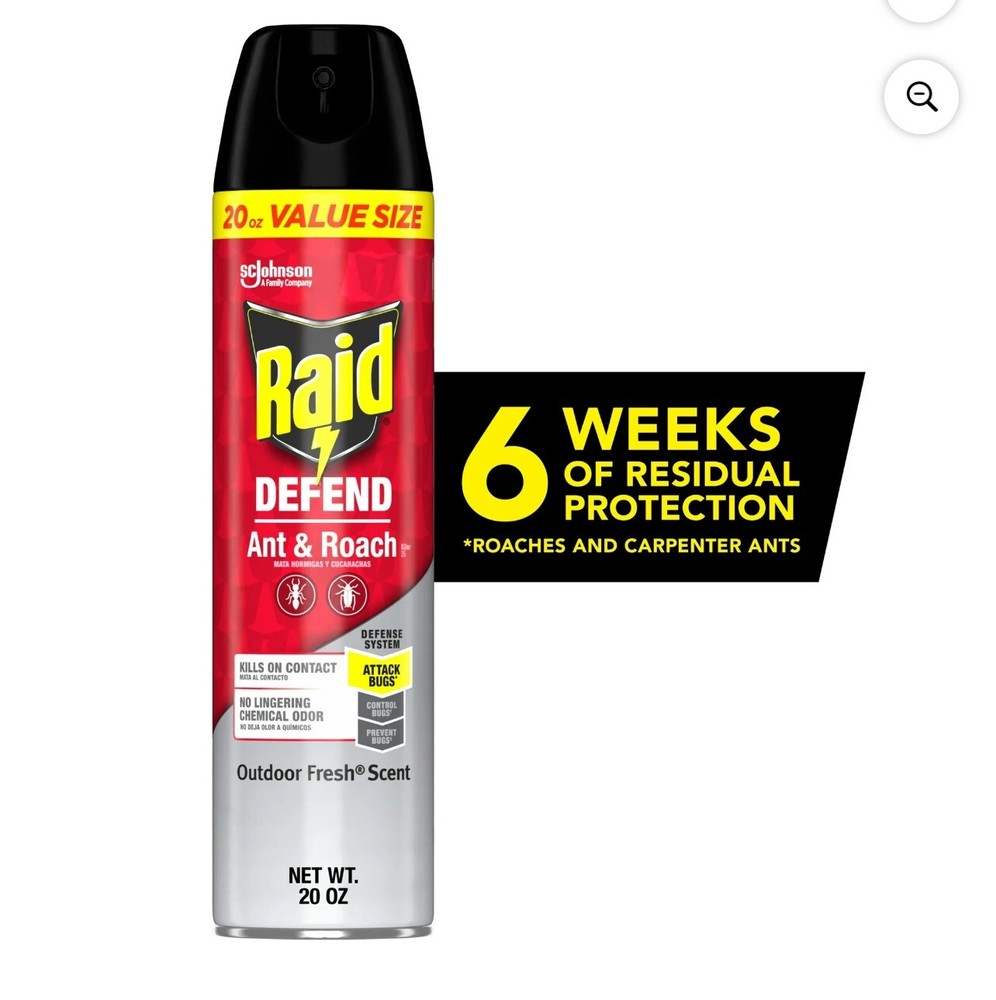 Raid Defend Outdoor Ant and Roach Insecticide Value Size, Fresh, 20 oz