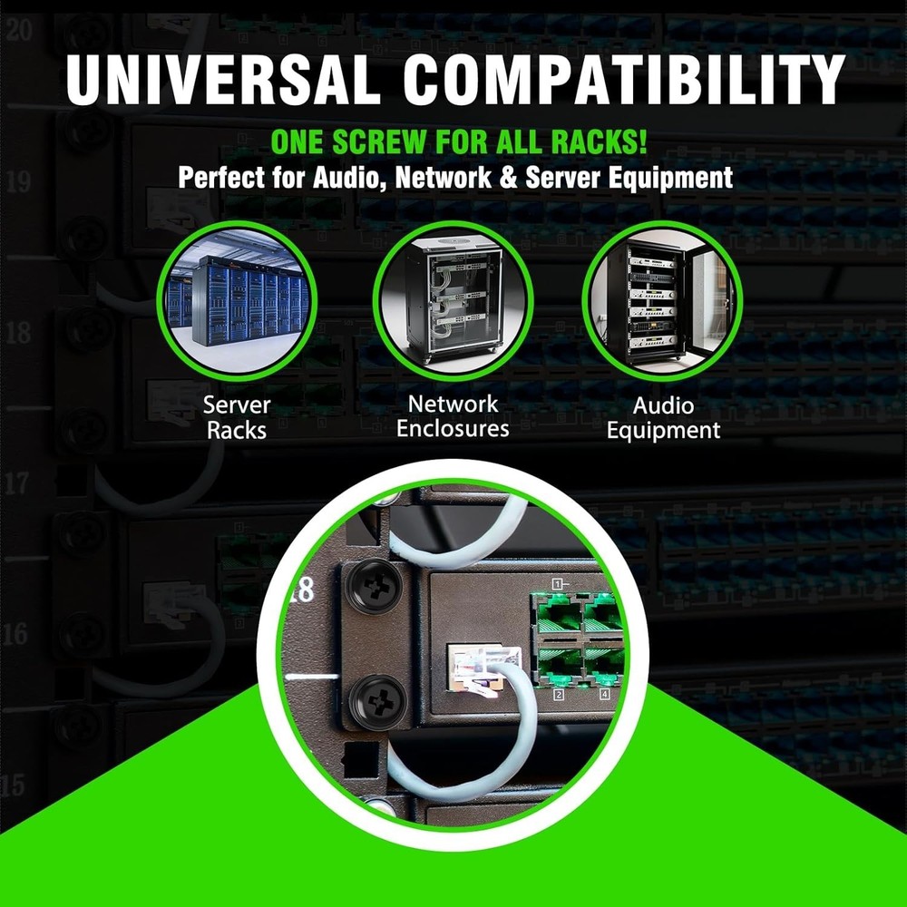 50-Pack 10-32 Rack Screws with Washers – Durable, Rust-Resistant for Server Rack