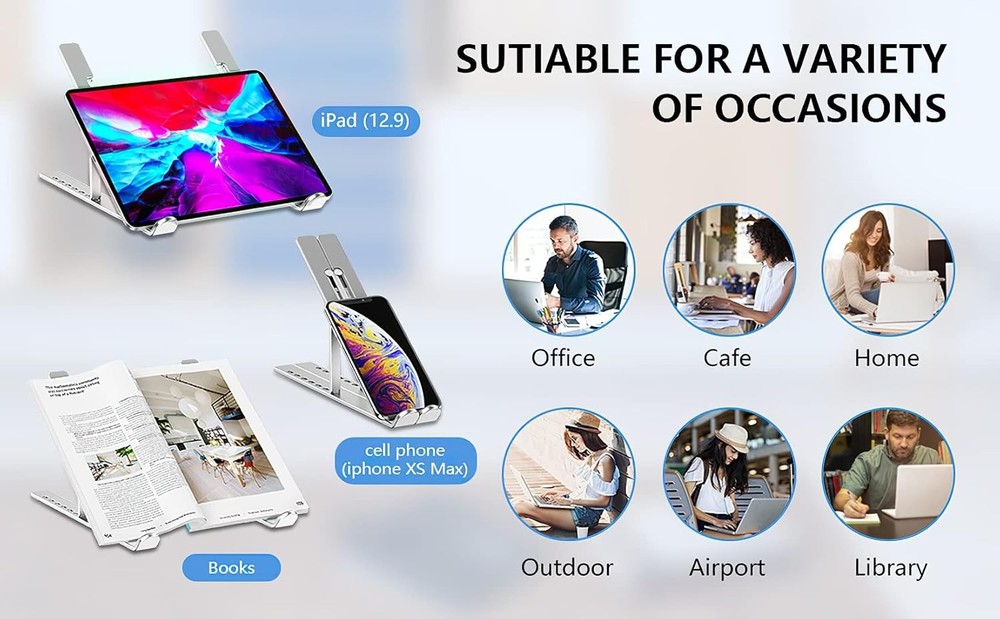 Portable Foldable Laptop Stand Aluminum Multi-Angle Travel Notebook Riser Mount