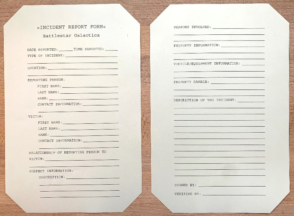 Battlestar Galactica - Incident Report Form
