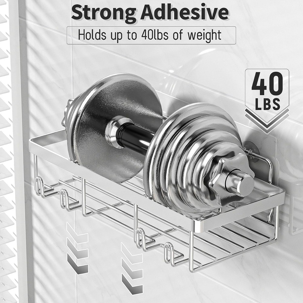 Rustproof 5-Piece Shower Caddy Set – Easy Adhesive Installation & Large Capacity