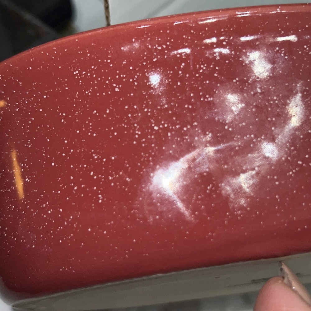 WCL 8 X 5” Ceramic Oval Baking Dish-Red Speckle Glaze PRISTINE!