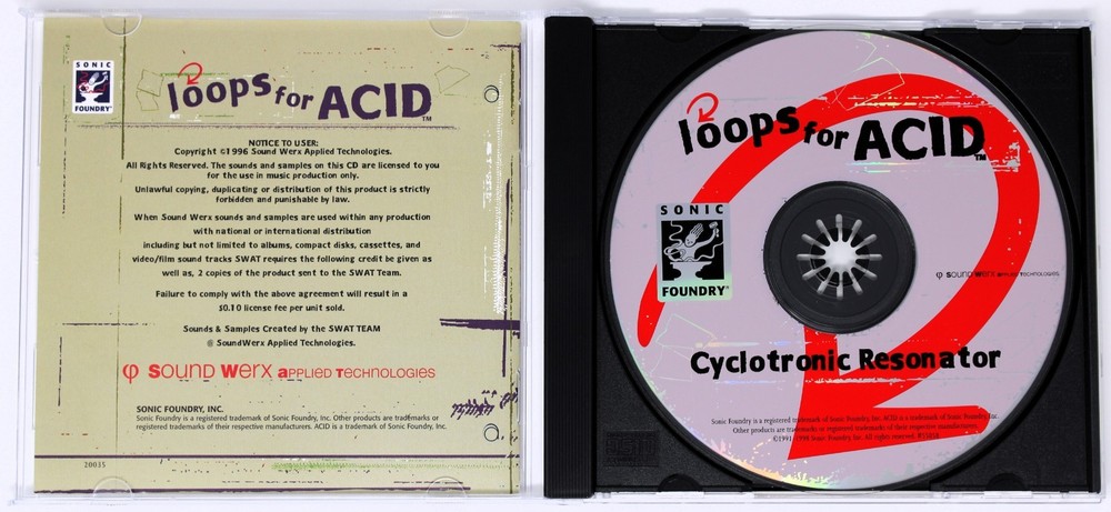 Sonic Foundry Cyclotronic Resonator Loops For Acid Sound Library/Sampling CD