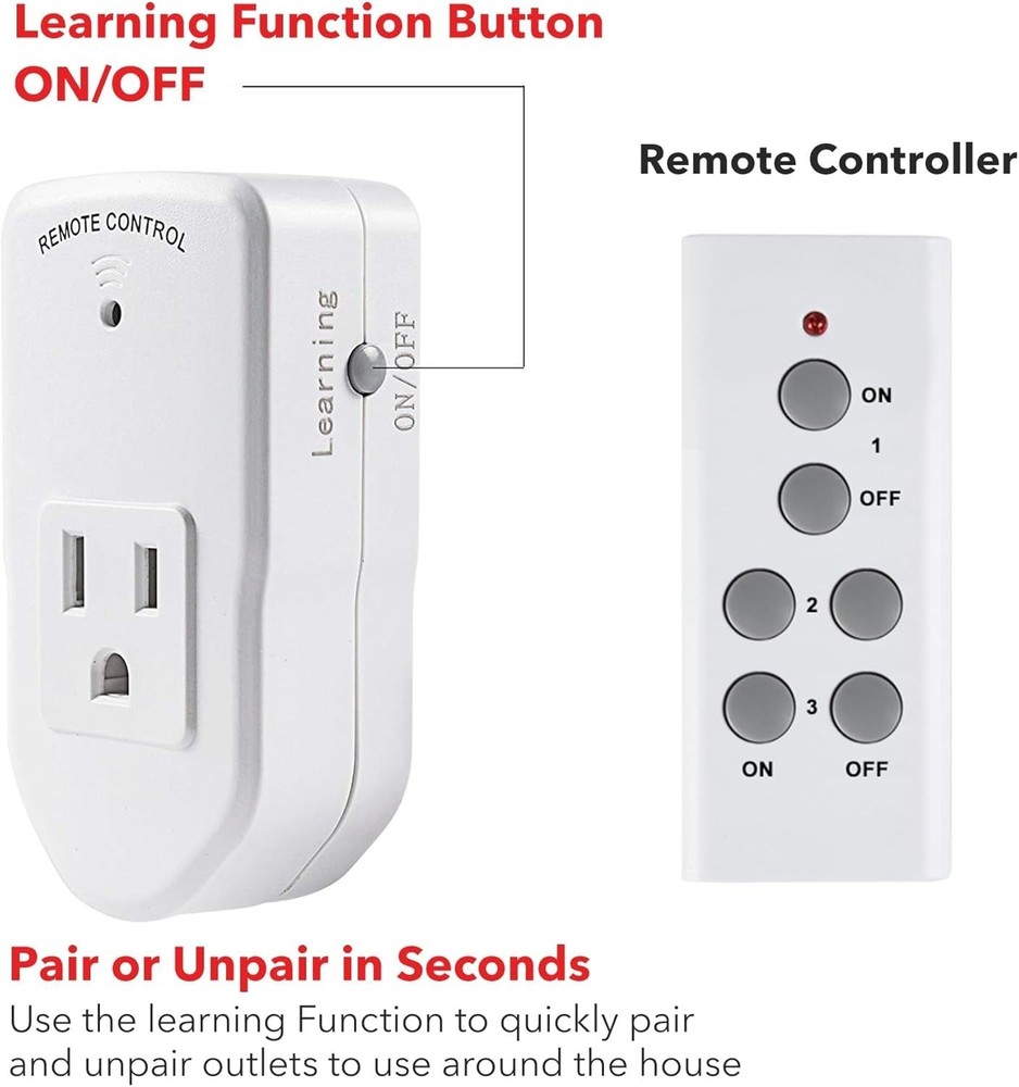 Wireless Remote Control Outlet for Appliances - 100ft Range, & Certified