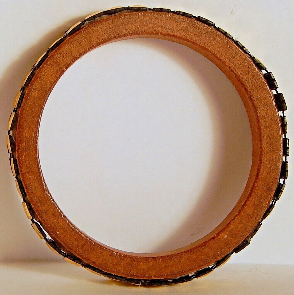 VINT LEATHER BRASS BANGLE BRACELET RETRO