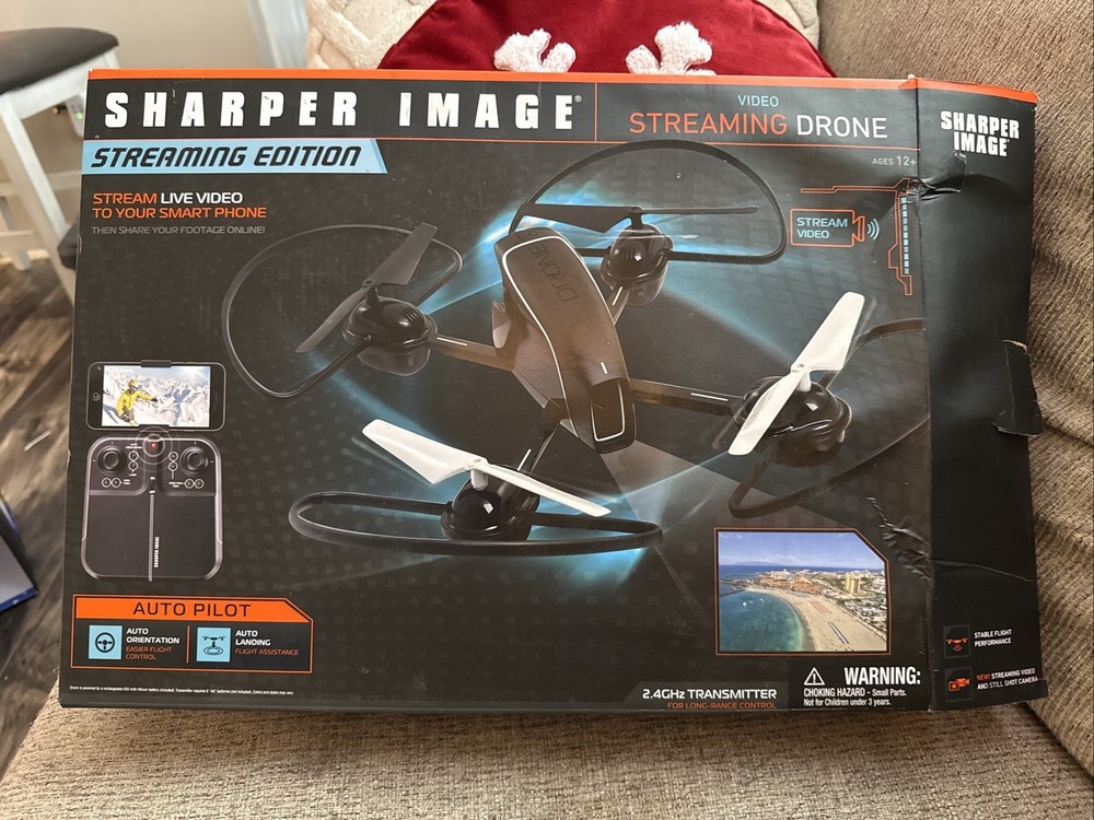 Sharper Image Video Streaming Drone 2.4 GHz LED Lights Auto Pilot 250 Ft Range