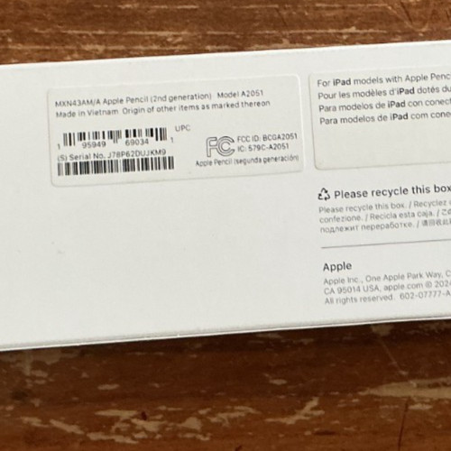 APPLE PENCIL SECOND GENERATION model A2051 MXN43AM OPEN BOX NOT USED
