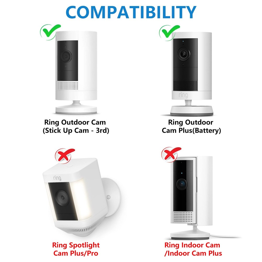 2Pack Adjustable Security Wall Mount Bracket for Ring Stick Up 2Pack, White