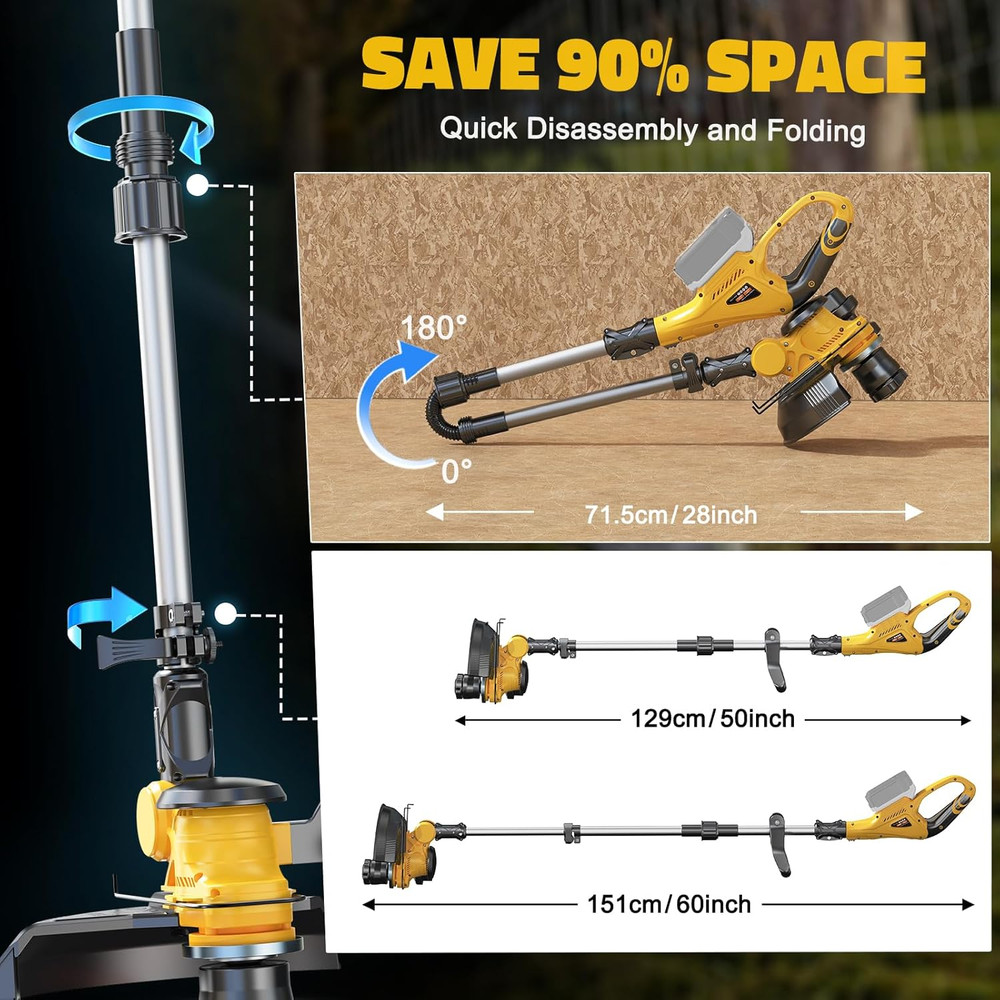 Cordless String Trimmer Compatible with Dewalt 20V (Tool Only), Weed Eater with
