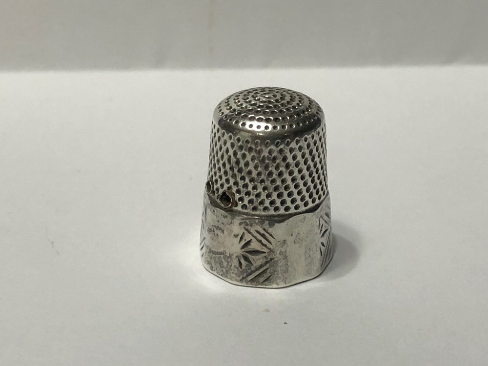 Antique Sterling Silver Thimble Panel Band