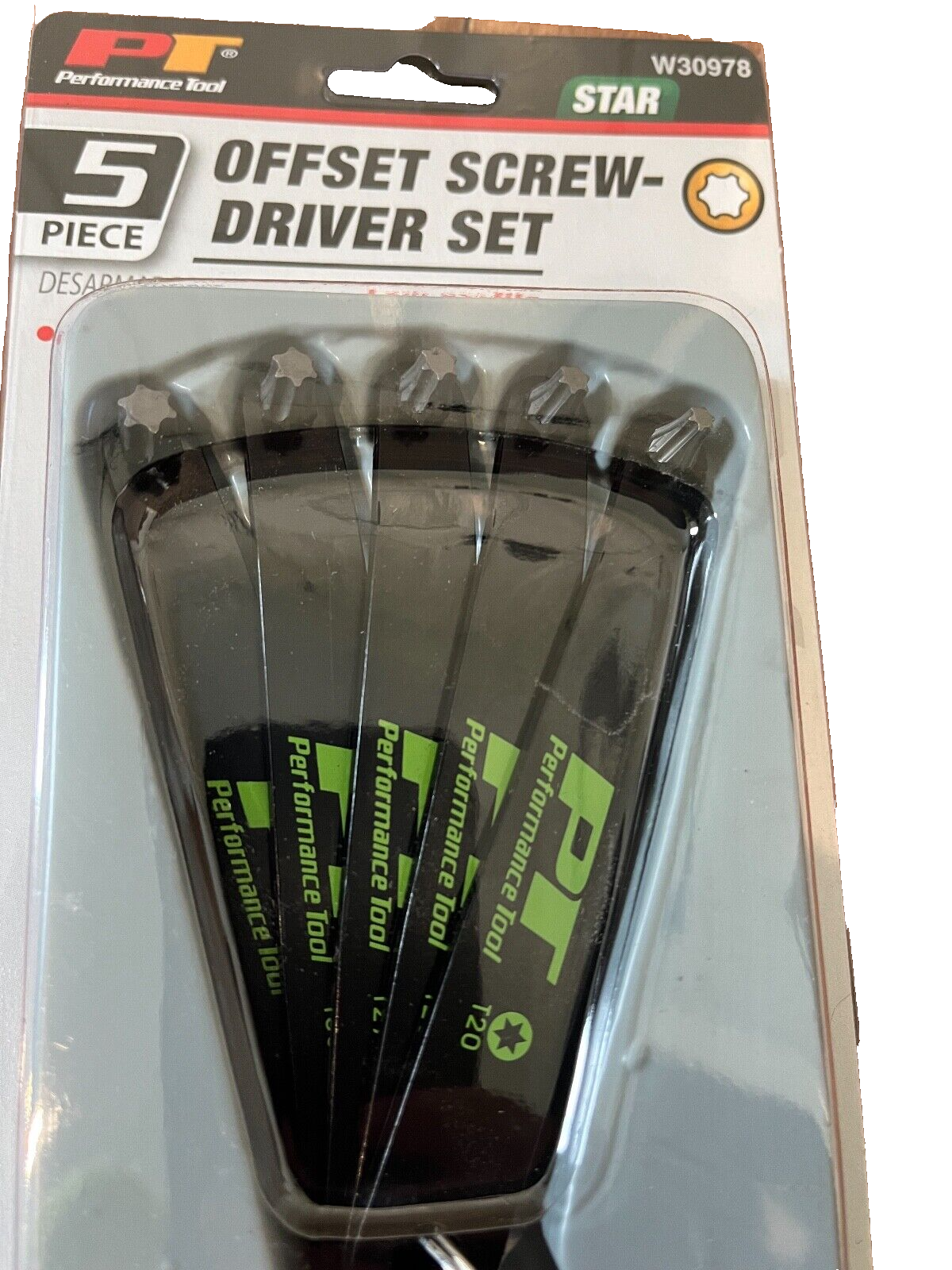 PERFORMANCE TOOL OFFSET STAR KEYDRIVER BIT 5 PCS. SET - Torx T20,T25,T27,T30,T40