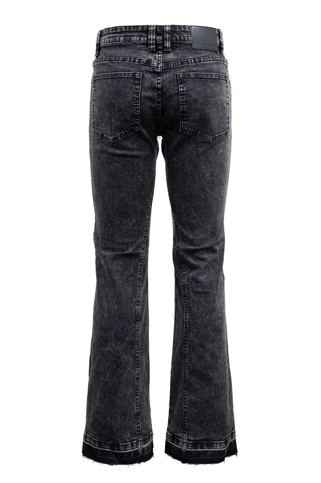 Victorious Men's Casual Ash Black Flared Raw Edge Comfortable Denim Jeans DL1571