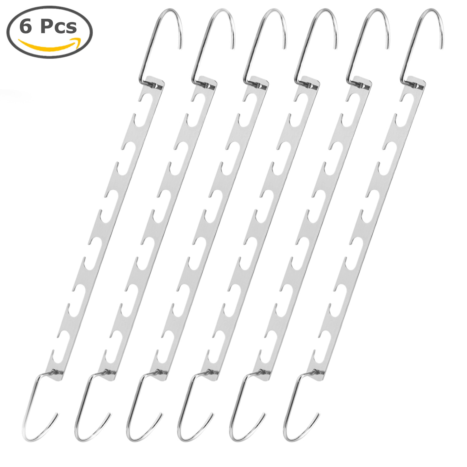6 Pack Metal Wonder Closet Hanger Organizer Hook Space Saving Clothes Rack NEW