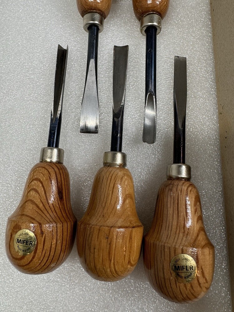 5 Piece Mifer Wood Palm Carving Set Wood Working Tools Chisels Gouges Ref 500