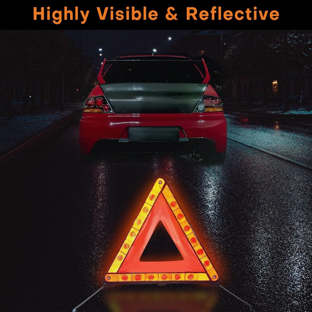 3PCS Car Emergency Warning Triangle DOT Approved Reflective Safety Roadside Kit