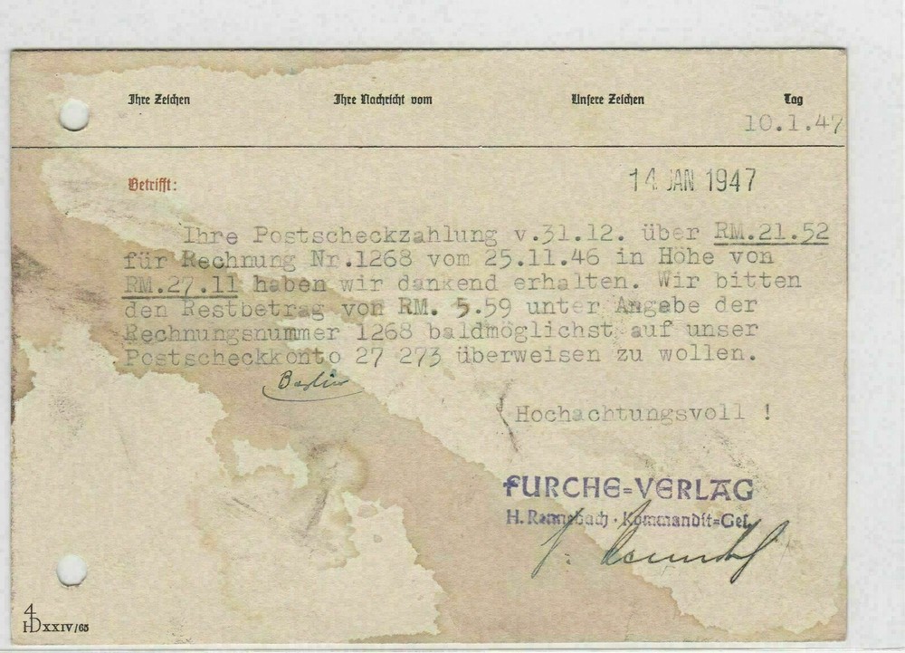 German Postal History Stamps Postcard Ref: R5099
