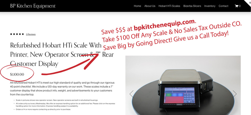 Hobart HTi Scale With Printer, New Operator Screen & 7" Customer Display