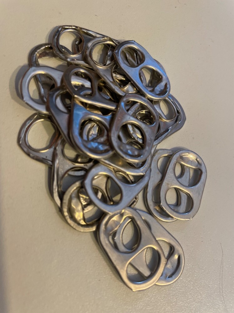 100 silver aluminium round ring pulls, for crafting, crochet