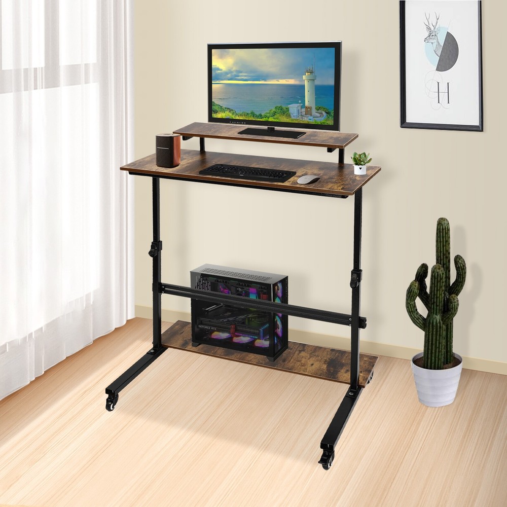 Height Adjustable Computer Laptop Desk Rolling Standing Table for Sofa Bedside