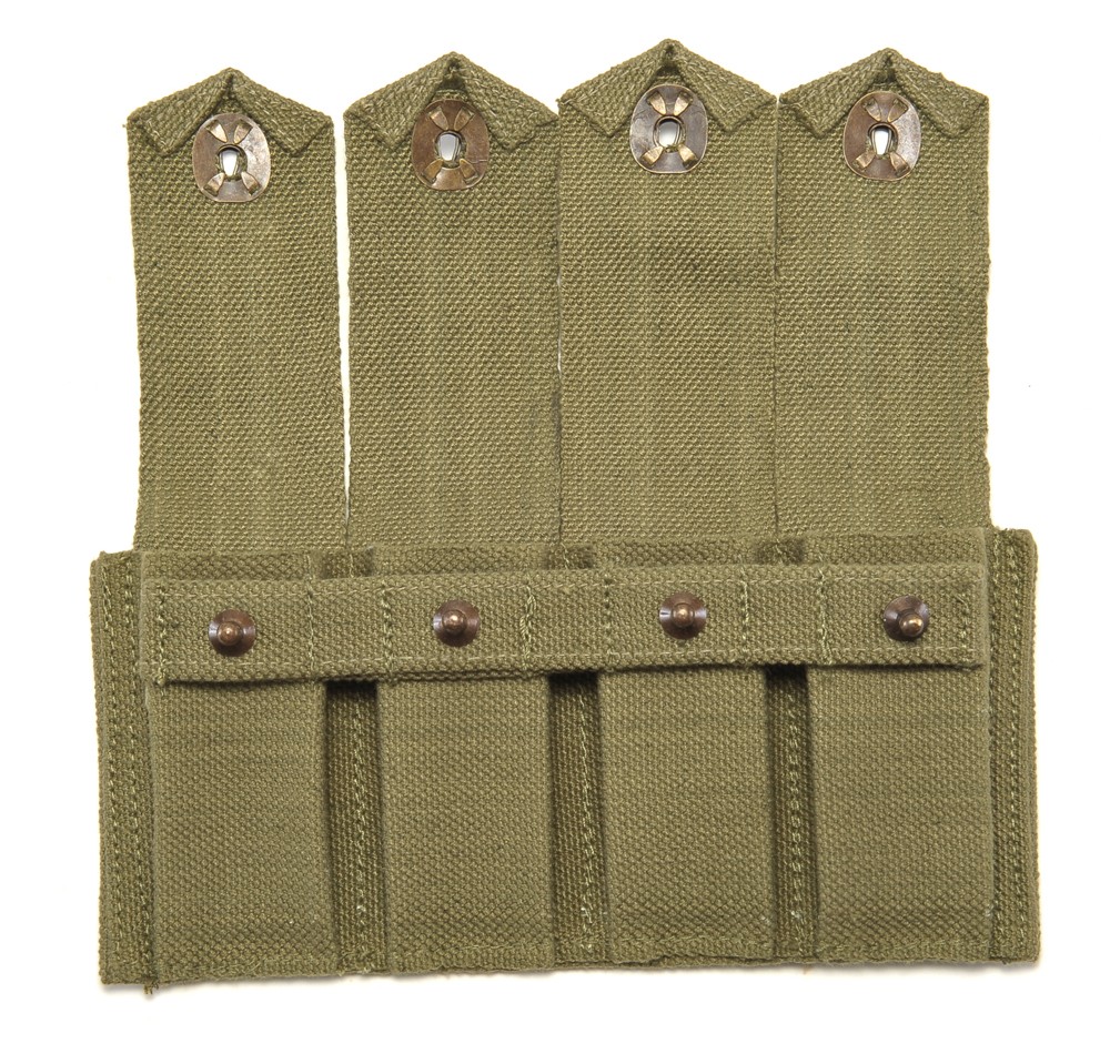 US WW2 Rigger Made M1911 .45 4 cell Magazine Pouch Marked JT&L 1944