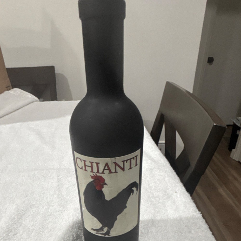 Black Bottle Shaped Bartender Kit..Rooster Pattern with Corkscrew & Wine Pourer
