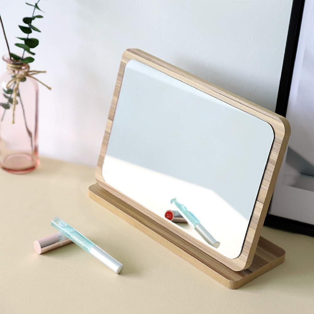 Rectangle Compact Table Mirror Standing Wood Framed Mirror Desktop Mirror 90 ...