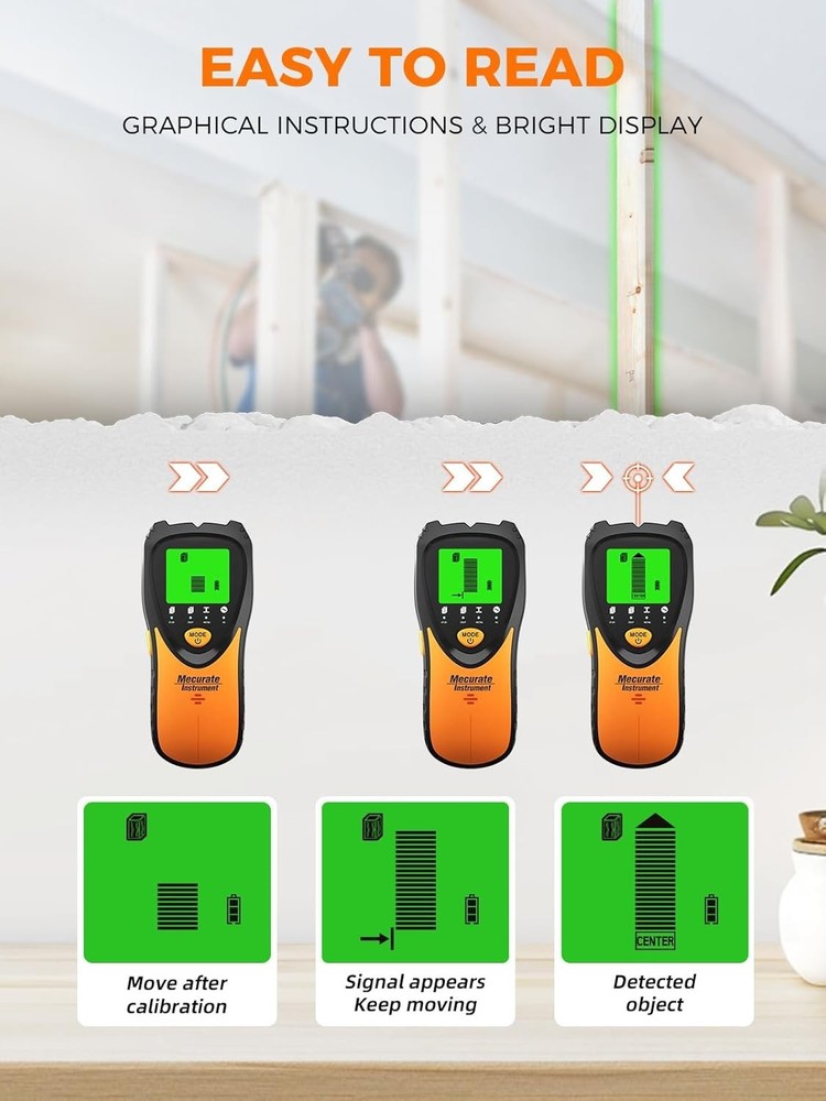 Portable Stud Finder with LCD Display & Intuitive Controls for Easy Scanning