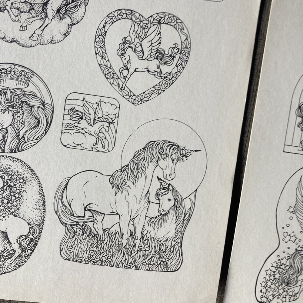 Vintage 1983 AA Graphics Creative Stickers Sheets- “Magic Horses” - Rainbow Anim