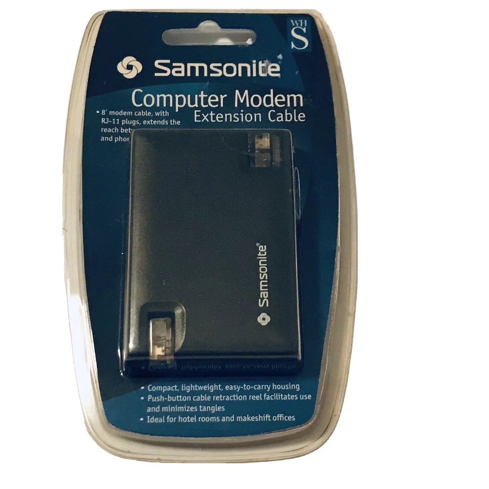 Samsonite Travel Computer Modem With RJ-11 Extension Cable 8 ft Compact Case