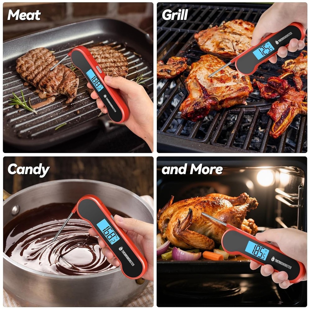 Digital Meat Thermometer - Instant Read, ±0.5℉ Precision, Red Cooking Tool