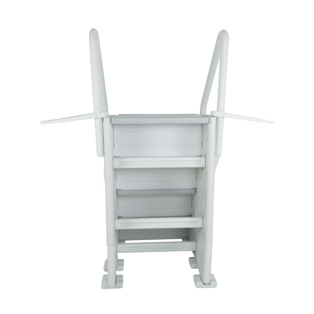 White Swimming Pool Ladder Heavy-Duty 4 Step Above Ground w/ Handrails Plastic