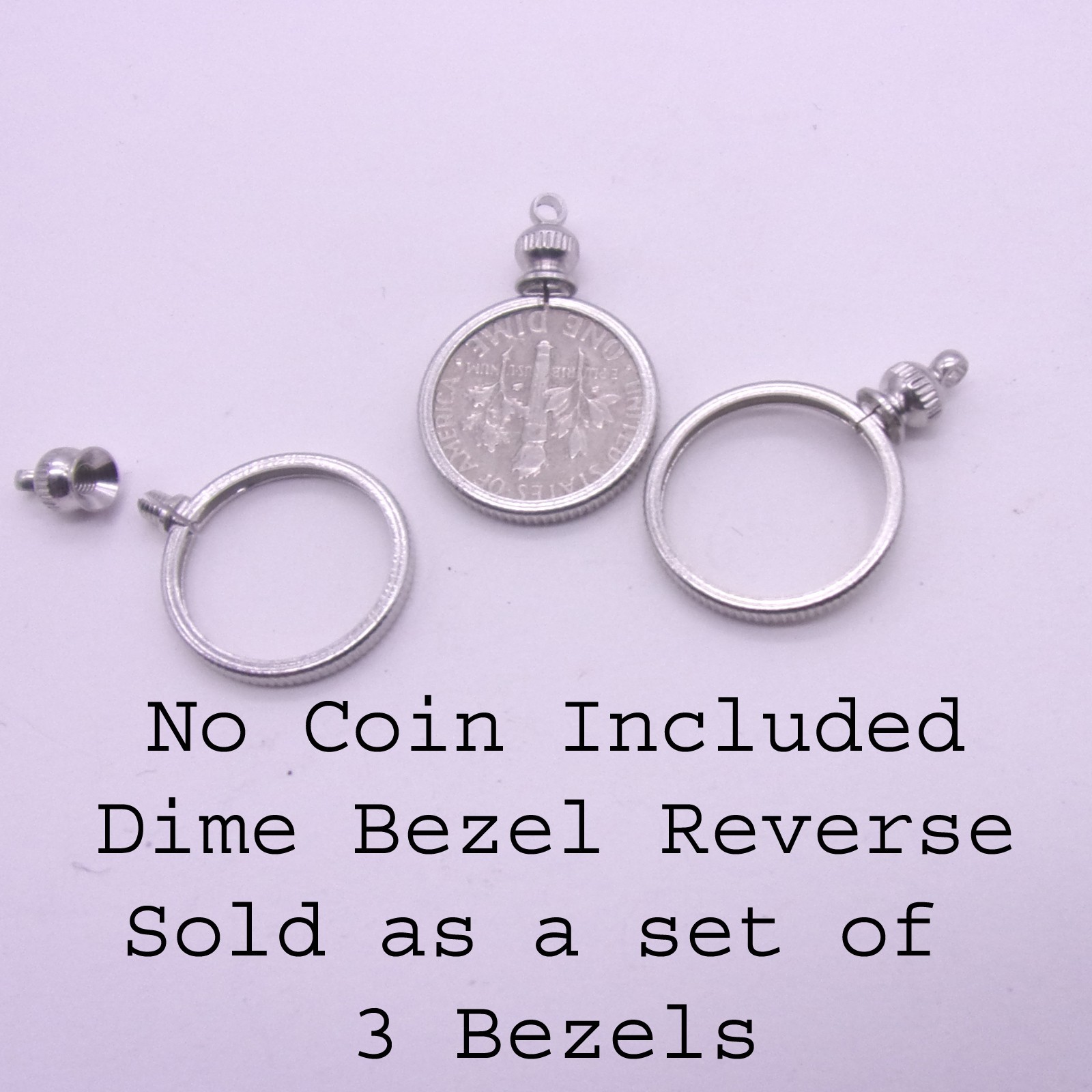 Dime Coin Bezel Screw Top, US Dime Coin Bezel, 3 per order, No COINS Included