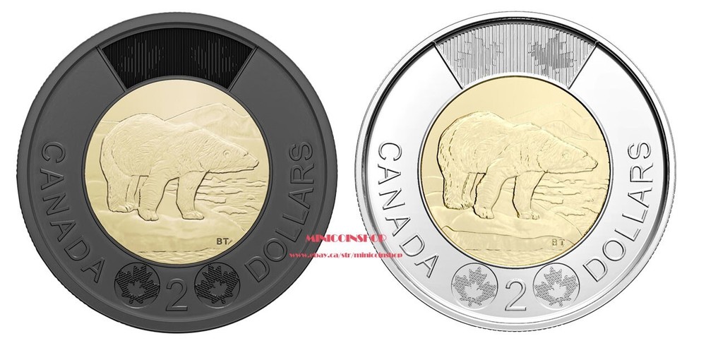 Canada 2022 $2 Black Ring and Regular Ring Toonie Set  Brilliant Uncirculated
