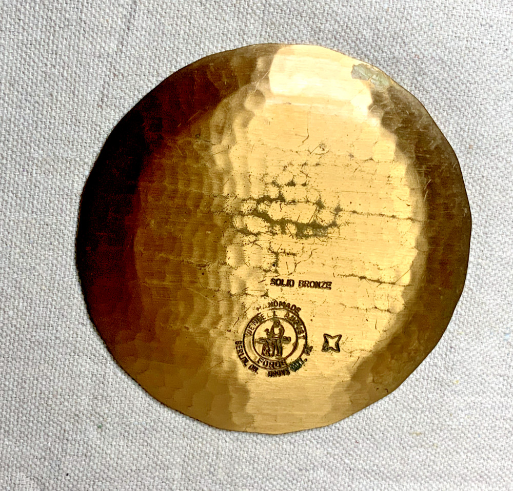 Wendell August Forge Solid Bronze Plate – Cherry Blossoms Design, Hand Made