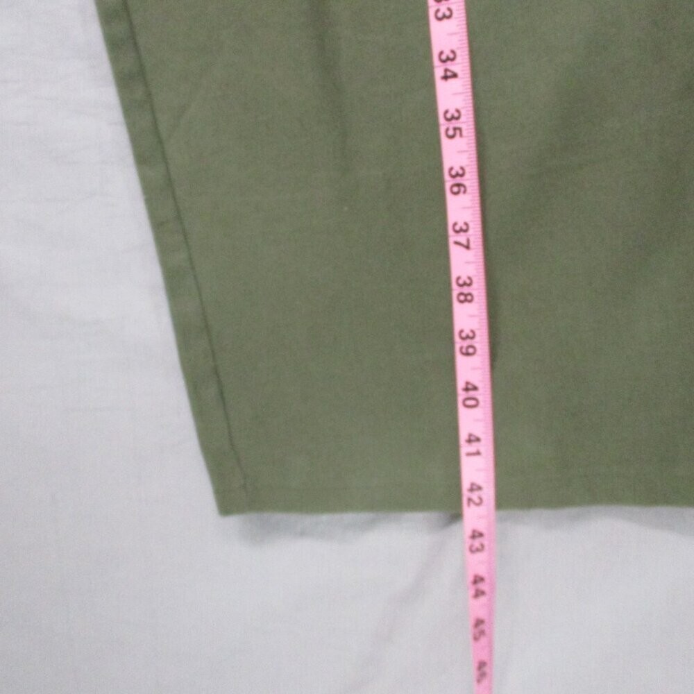100% Cotton Cargo Pocket Baggy Loose Fit Wide Leg Pants Green Women Size | 6