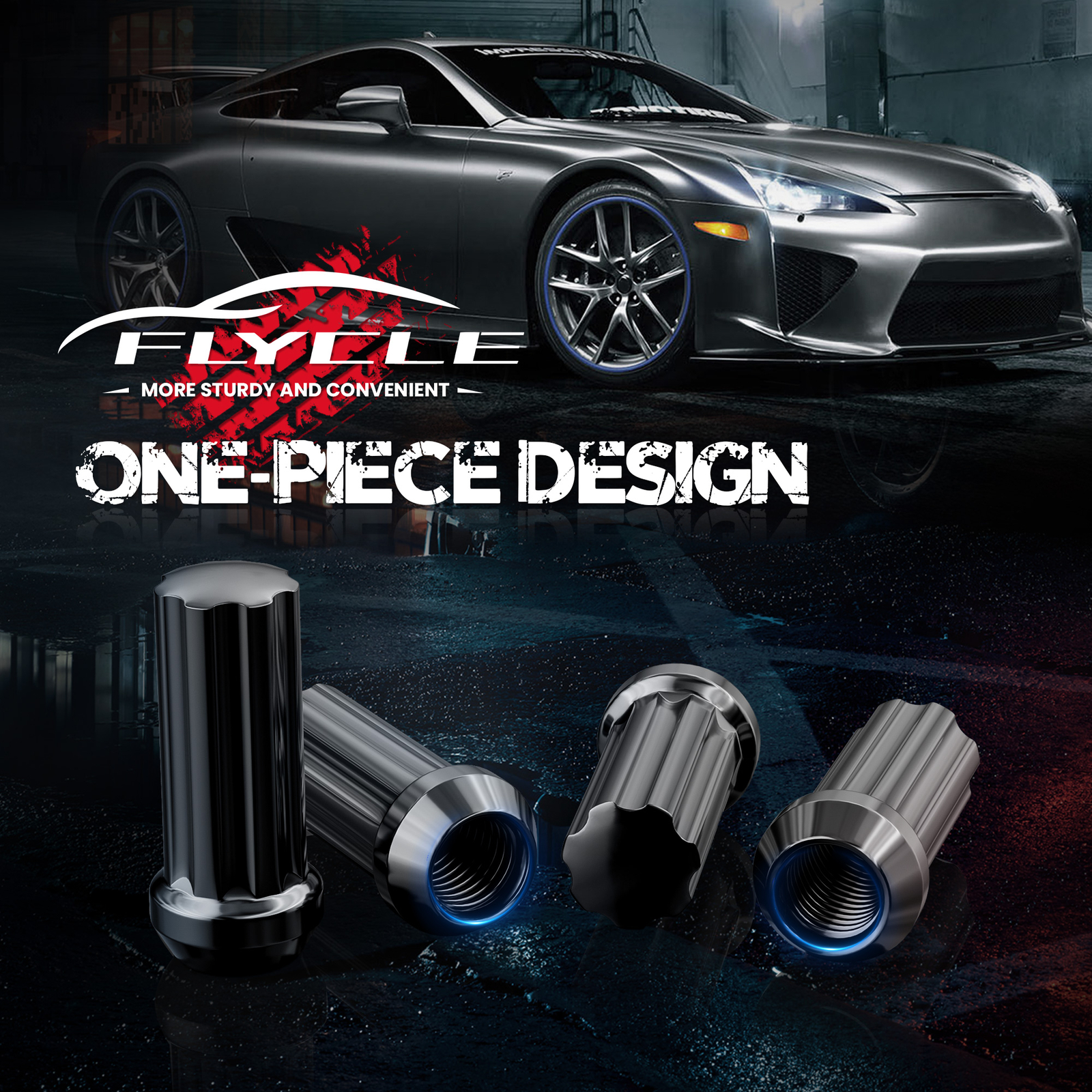 Set of 24 Epoch Spline Lug Nut Kit Black 14mm x 1.5 2" Tall M14x1.5 Super Duty