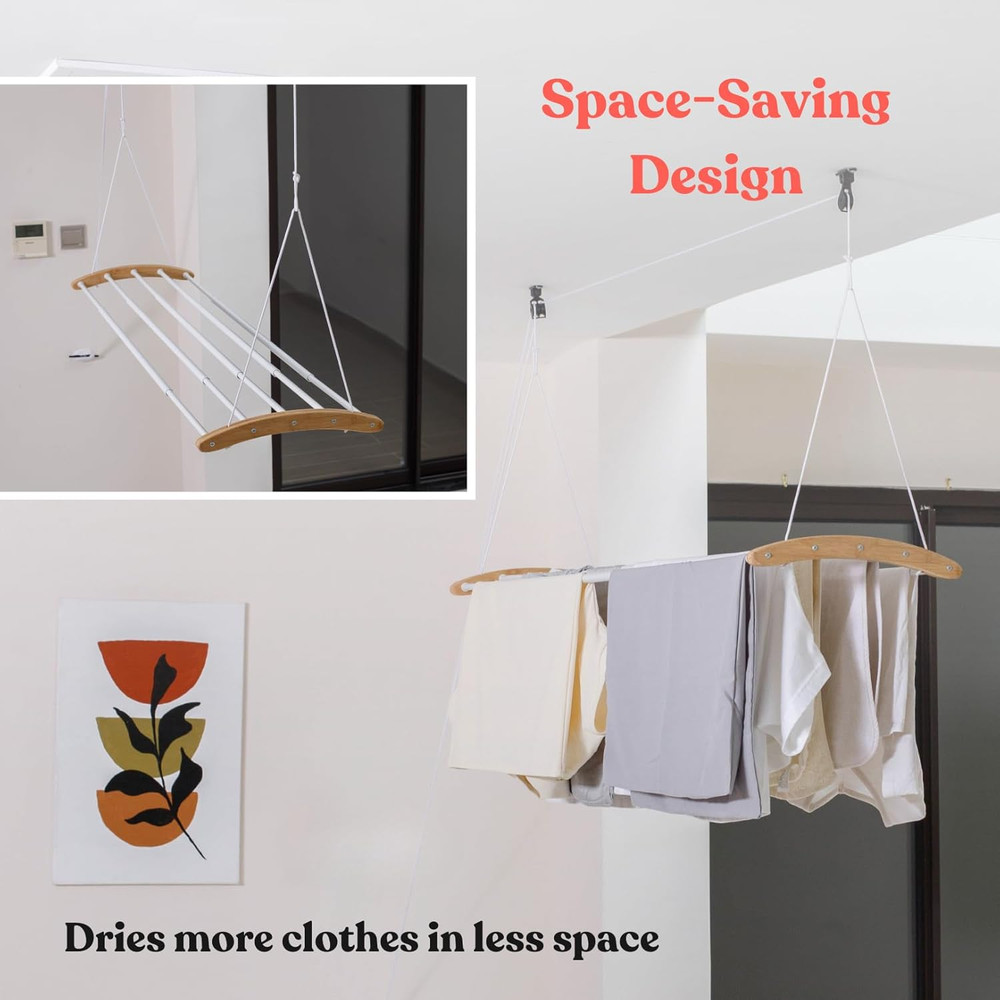 Ceiling Mounted Drying Racks for Laundry-Space-Saving Ceiling Clothes Drying Rac