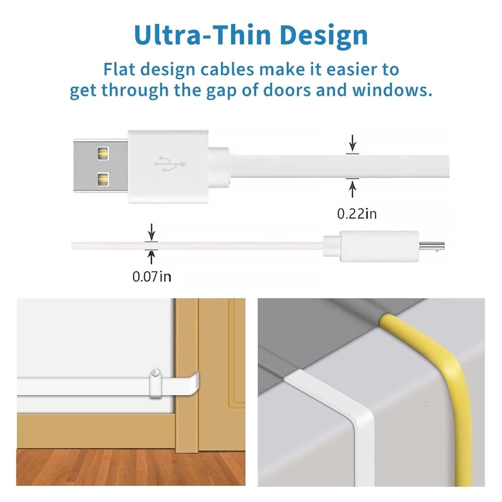 Versatile 2Pack 10FT Micro USB Extension Cables for Indoor Security Cameras