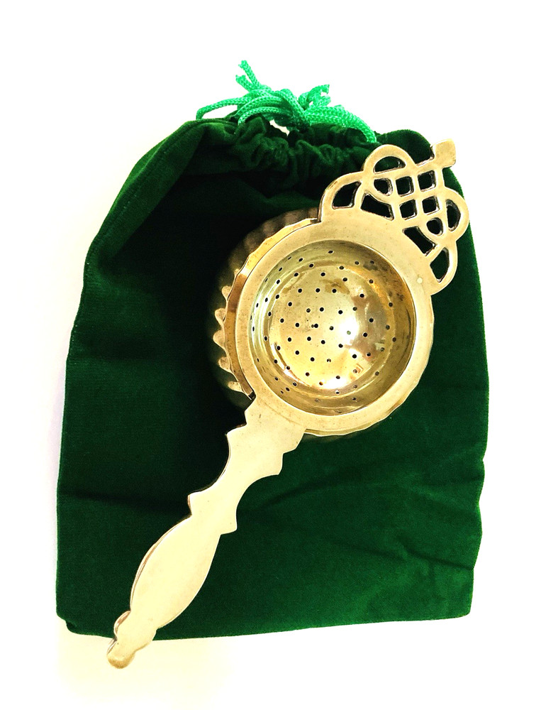 VTG 2 PC. Weighted Silver Plate Tea Strainer Crown Design Handle/Footed